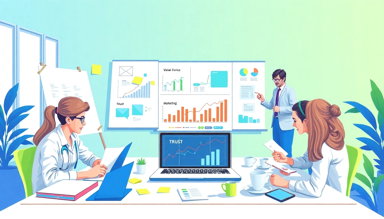 Explore marketing für pflegedienste with a diverse team collaborating in a bright office setting.