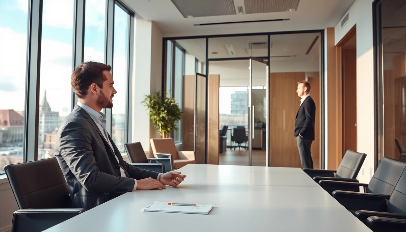 Headhunter Wolfsburg im Gespräch mit einem Klienten in modernem Büro