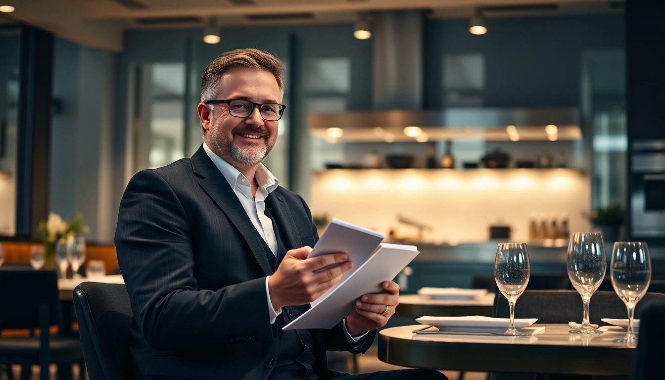 Headhunter Gastronomie in einem modernen Restaurant im Gespräch mit einem Koch.