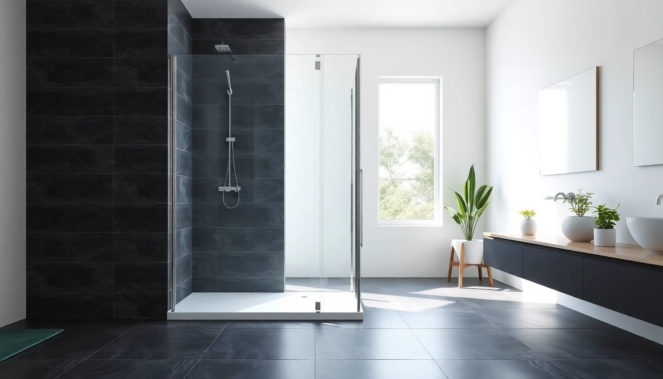 Elegante duschkabine 100x100 pendeltür in modernem Badezimmer mit klaren Linien.