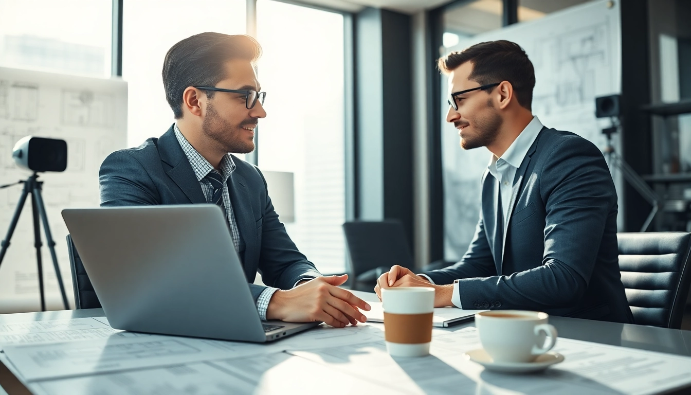 Headhunter Ingenieure engagiert mit Kandidaten in einem modernen Büro.